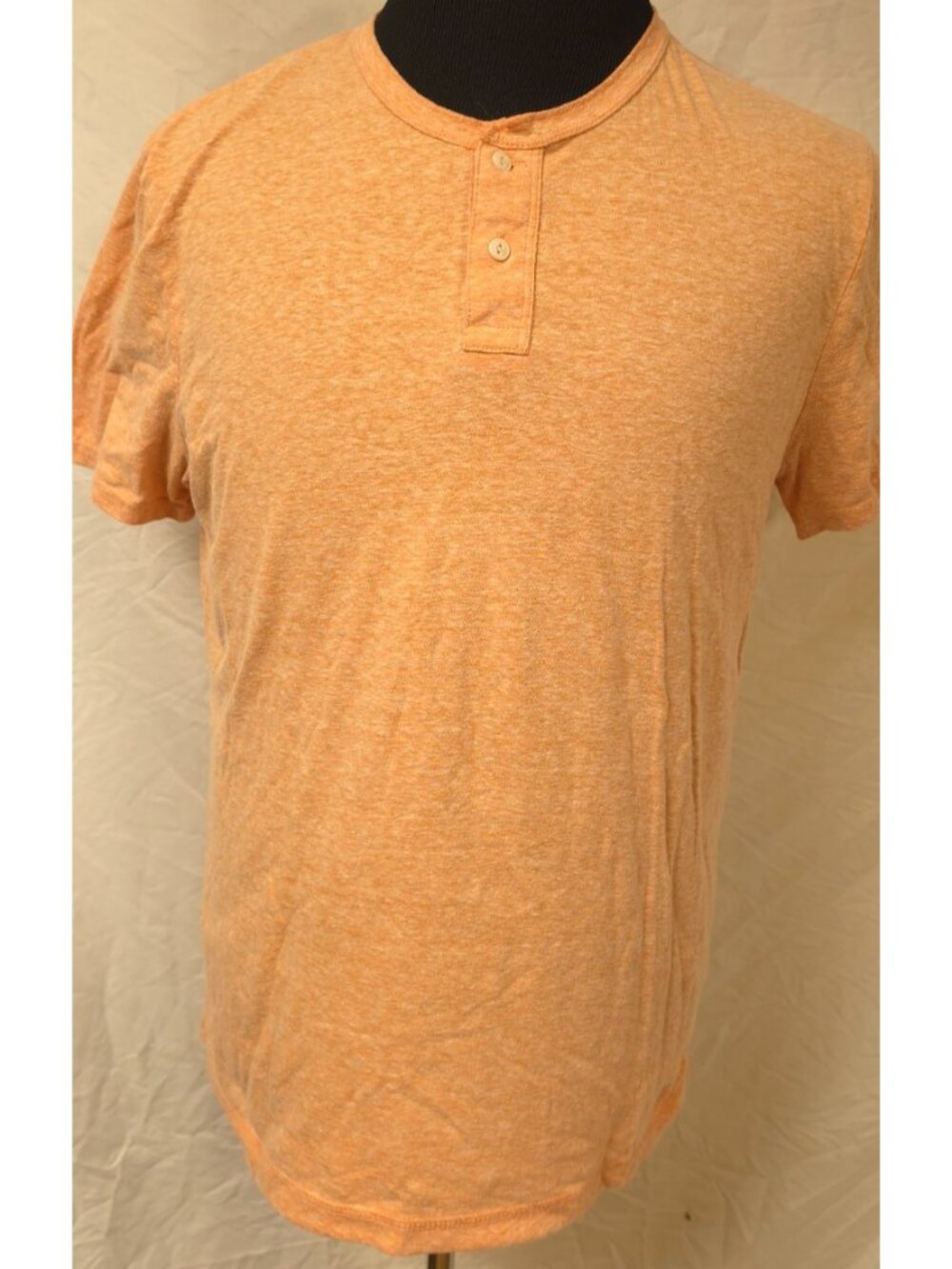 Arizona Jean Company Mens Large Orange Heather 2 Button Henley Tee Shirt